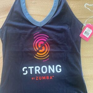Zumba Fitness Black Tank Top with Pink and Orange Logo